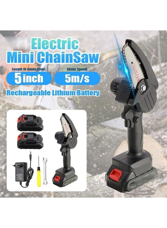 DubaiGallery Heavy Duty 48V Mini Electric Chainsaw, Cordless Handheld Pruning Tool with Two Batteries, Charger and Carry Box for Wood Cutting and Trimming - Image 4